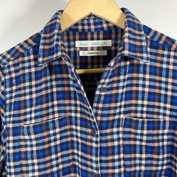 WOOLRICH Women’s Pemberton Check Flannel Button Down Shirt Blue Size Medium - Picture 4 of 12